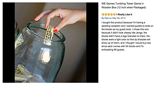 WE Games Custom Engraved Monogram Tumbling Blocks Game in Wooden Box (12 Inch when Packaged)