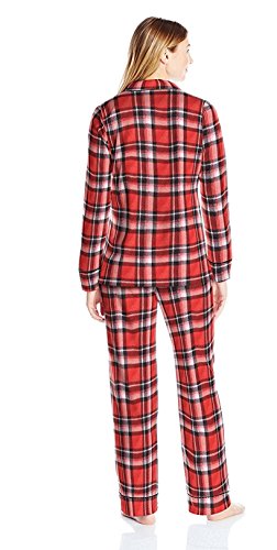 Carole Hochman Women's Packaged Notch Collar Microfleece Pajama Set, Heavy Twill Plaid, S