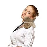 Adoric Life Memory Foam Travel Pillow, Head, Chin and Neck Support Travel Cushion with Detachable Soft Plush Velour Cover for Airplanes, Cars, Trains, Office Napping - Brown