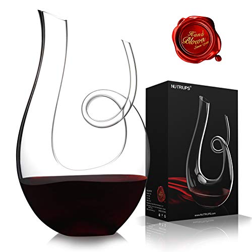 NUTRIUPS Wine Decanter Aerator Hand Blown Red Wine Carafe LeadFree