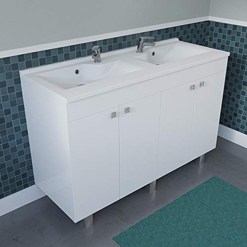 Blanc Brillant Caisson Double Vasque Ecoline 120 Cuisines Et Salles De Bain Lavabos De Salle De Bain Kendalfloral Com