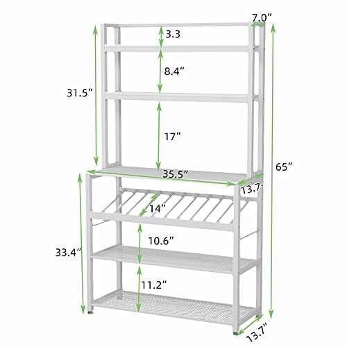 TIYASE 6Tier Kitchen Baker’s Rack with Storage and Wine Rack