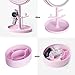LED Lighted Makeup Mirror / Circle Touch Screen Vanity Mirror, Bathroom Countertop Cosmetic Mirrors with Organizer, Batteries or USB Charging, 360° Free Rotation - Pink