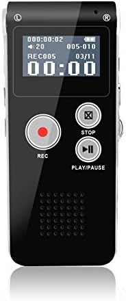 Digital Voice Recorder, Multifunctional Rechargeable Dictaphone, Portable Recorder, MP3 Player with LCD display-Black