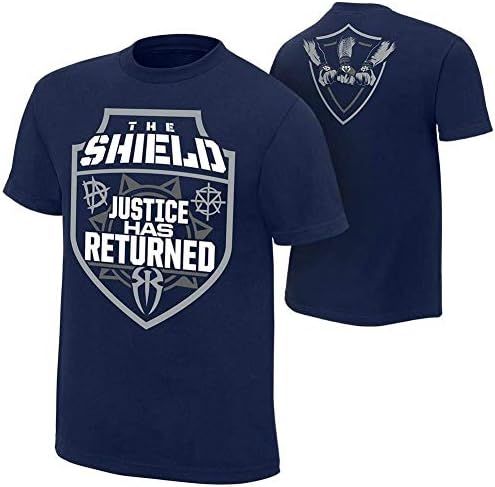 Stylexa Cotton Printed Round Neck t Shirt for Men (Blue_The Shield Justice Has Returned_58)