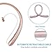 Bluetooth Headset, Wireless Earbuds Retractable Stereo Neckband Headphones with Mic by Mikicat (12 Hours Play Time, Noise Canceling, Rose Gold)