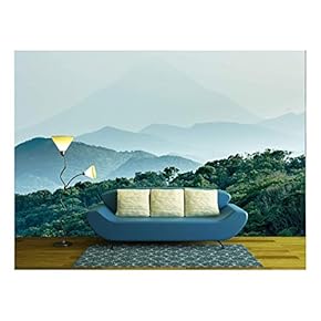 Layered Hills with Mount Kaimon (Kaimondake) in The Background - Removable Wall Mural | Self-Adhesive Large Wallpaper - 66x96 inches
