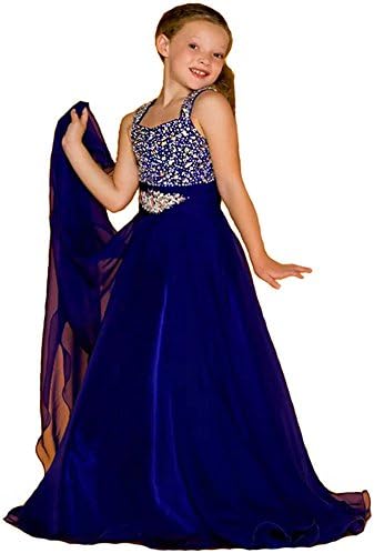 Babibridal Little Girls Birthday Party Beaded Floor length Ball Gown Pageant Dresses (6, Royal blue)