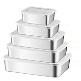 WFJINHAN 5 pack Stainless Steel Food Storage Containers Metal Food Lunch Box Stackable Bento Box with Lid for Kitchen Travelnic and Camping Tableware