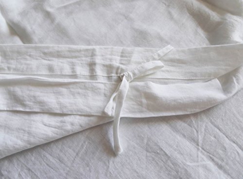 meadow park Stone Washed Linen Duvet Cover Set 3 Pieces, Queen 90 inches x 94 inches, Pillow Shams 20 inches x 26 inches, Ties Closure Style - Corner Ties - Super Soft, White