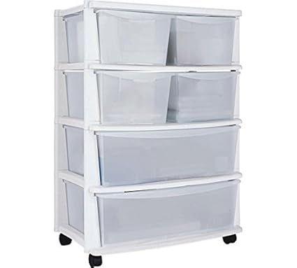 New Quality 6 Drawer Plastic Wide Tower Storage Unit White