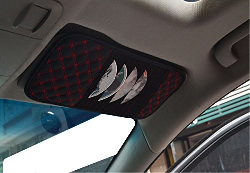 BININBOX Auto Car Sun Visor Organizer Pouch Bag Card Storage CD DVD Disk Holder Multi-Purpose Folder Pocket 9 Capacity (Red)