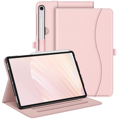 Fintie Hoesje voor Samsung Galaxy Tab S10 FE/ S9 FE 5G 10,9 inch/Tab S9 11 inch, beschermhoes met meerdere kijkhoeken en zak, automatisch slapen/wake, rosegoud