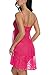 Avidlove Women Plues Lace Babydoll Strappy Lingerie Sexy Night Dress Rose Red
