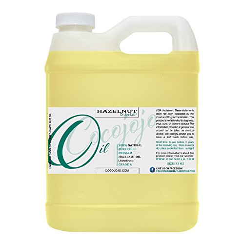 Hazelnut Oil 32 oz 100% Pure Natural Cold Pressed Unrefined Extra Virgin Hazel Nut Oil - Therapeutic Grade A for Hair Skin Body Nail and Beard