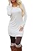 Pink Queen Women's Casual Long Sleeve Slim Ruched Tunic T-Shirt Dress L White