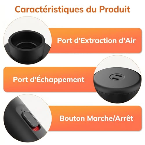 MONVANE Pompe pour Sacs Sous Vide Vêtement, Mini Aspirateur Électrique USB Sans Fil pour Sacs de Compression, Portable Idéale pour Voyages