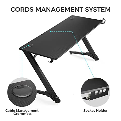 Eureka Ergonomic Gaming Desk 60 inch, ZShaped Carbon Fiber Surface