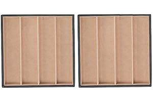 Glenor Co Jewelry Organizer Tray - Set of 2 - Stackable 8 Slots Jewelry Storage Trays - Display on Dresser or Drawer - for Necklace & Bracelet - Compatible with Other Glenor Trays - Black
