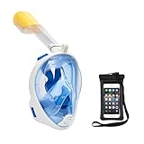 Wonice Esaytobreathe Full Face Snorkel Mask Set For Adult and Kids (Blue, S/M)
