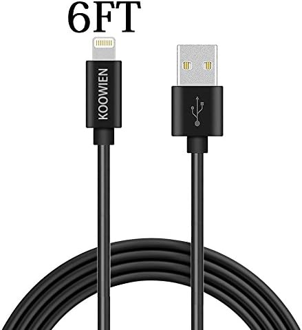 iPhone Charger, KOOWIEN 6FT Extra Long 8Pin Lightning to USB Data Transfer Charging and Syncing Cable for iPhone 7/7 Plus/se/6s Plus/6s/6/6 plus/5/5s, iPad Mini,Mini2,Pro,iPad 5, iPod 7 (Black)