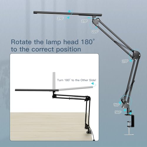 VERSKI LED Desk Lamp, Desk Lamp for Home, Office, Eye Protection, Daylight Lamp, 5 Adjustable Color Temperatures and Brightness, with QC 3.0 Adapter, 12W