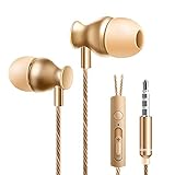 Amandaz 3.5mm in-Ear Stereo Headphones Headphones Subwoofer Music Metal Headphones Headphones Wired Headphones (Gold)