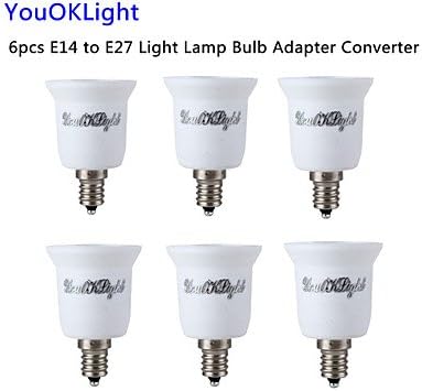 Lights Accessories, 6PCS E14 to E27 Light Lamp Bulb Adapter Converter - Silver + White Bulb Accessories