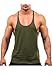 Men Fashion Blank stringer Y BACK cotton gym sleeveless shirts tank t,White (L, Army Green)