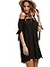 SheIn Women's Off The Shoulder Tie Cuff Shift Dress Medium Black