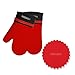 Detachable Silicone Oven Mitt - Oven Mitts with Quilted Cotton Lining -1 Pair of Professional Heat Resistant Potholder Gloves - Washable - Red