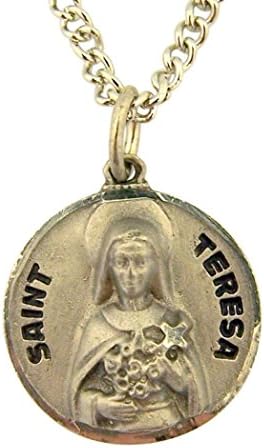 Pewter Patron Saint Teresa of Lisieux Medal with Prayer Card, 3/4 Inch