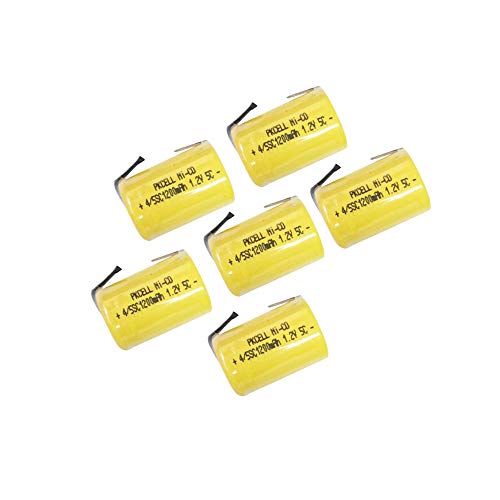 1.2V Nicd 4/5 Sub C Rechargeable Battery W/Tab For Power Tool,6 Counts