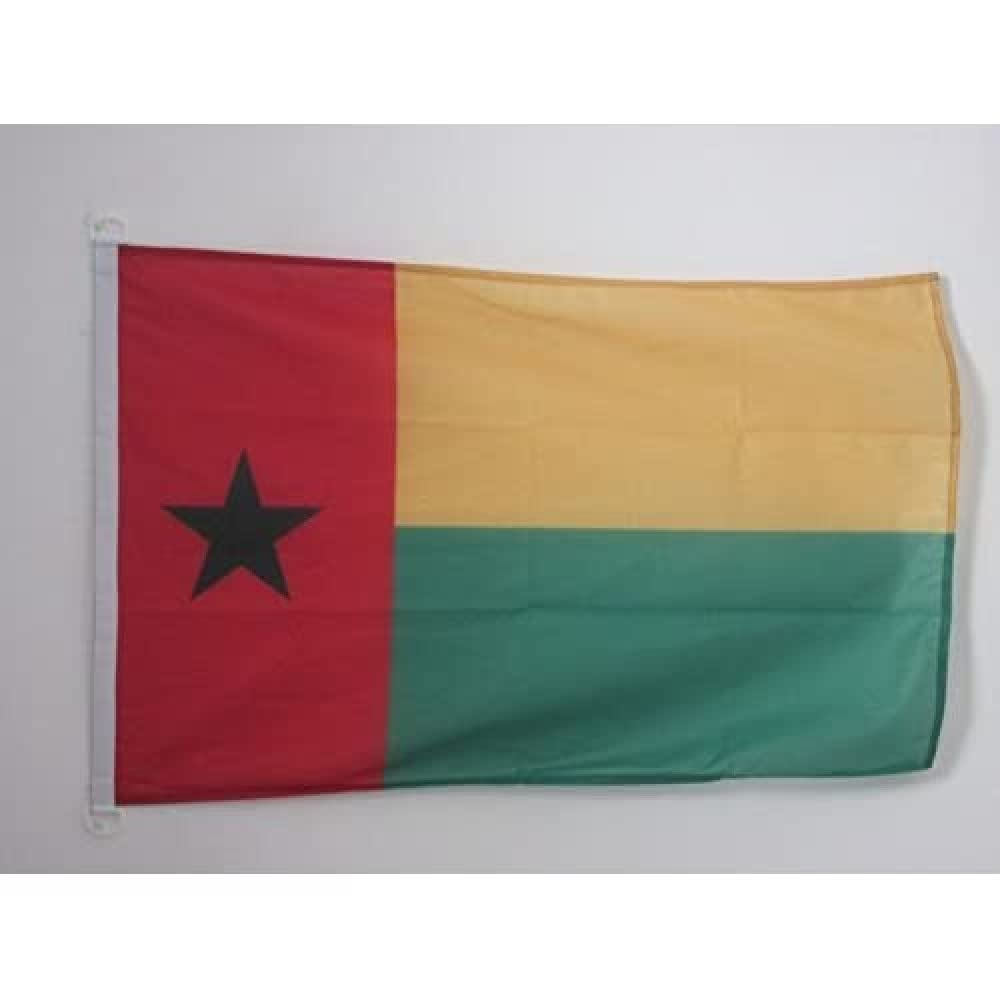 AZ FLAG - Guinea-Bissau Flag - 2x3 Ft - For Outdoor - Bissau-Guinean Banner Knitted Polyester with Two Plastic Rings - Fade Resistant - Vivid Colors - 2' x 3' Feet - 90x60 Cm
