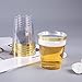 Plastic Disposable Cup 14 oz Tumblers (100 Pack) - Clear Drinkware with Gold Rim Perfect for Weddings and Parties