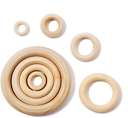 20pcs Unfinished Blank Wooden Teether Rings Maple Wood Baby Teething Craft DIY Toys Teething Rings, Ring Throwing Games and More