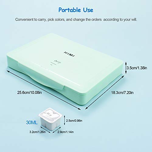 HIMI Gouache Paint Set, 24 Colors x 30ml Unique Jelly Cup Design, Portable Case with Palette, Non Toxic Paints for Artist, Hobby Painters & Kids, Ideal for Canvas Painting for Novelty Gift (Green)