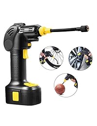 Bomba de compresor de aire Voluker, bomba de aire portátil, inflador de neumáticos eléctrico inalámbrico con batería de iones de litio de 12 V 150 PSI, luz LED integrada