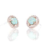 PAVOI 14K Rose Gold Plated CZ Simulated Diamond White Opal Earrings