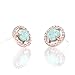 PAVOI 14K Rose Gold Plated CZ Simulated Diamond White Opal Earrings