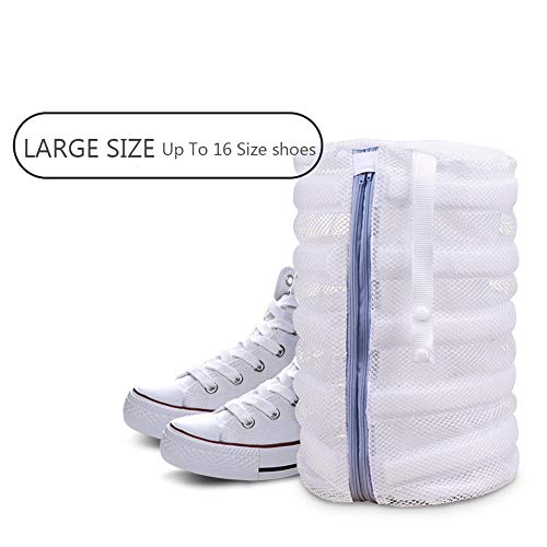 HONOMA Large Mesh Laundry Bags,Two Separated Bags for Shoes,Underwear, Hosiery, Stocking, Underwear, Bra Lingerie,Baby Clothing in-Wash Cleaning (White) - Thumbnail 3