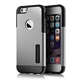 iPhone 6 Case, Poweradd™ iPhone 6 4.7 inch Cover Dual Layer Protection Shock Absorbent Bumper Case for iPhone 6 - Retail Packaging (Silver)