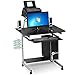 Yaheetech Mobile Computer Desks with Keyboard Tray, Printer Shelf and Monitor Stand Small Space Home Office Furniture, Black