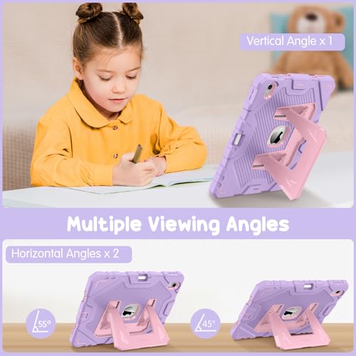 FINTIE Kids Case for iPad (A16) 11th Generation 11 Inch (2025), iPad 10th Generation 10.9 Inch (2022), Fully-Body Rugged Heavy Duty Shockproof Kiddie Case Built-in Stand for Boys & Girls, Purple