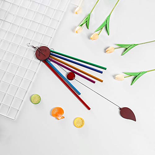 WEISIPU Rainbow Wind Chimes Outdoor Colourful Wind Chime Metal Tubes Music Indoor Windchimes with 6 Colored Pipe Door Bell