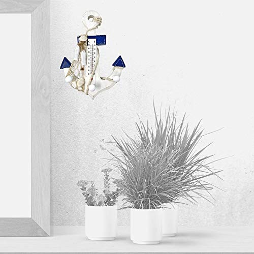 BANBERRY DESIGNS Anchor Decor - Nautical Themed Decorative Wood Anchor Wall Ornament with Thermometer Temperature Gauge…