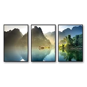 Framed Canvas Wall Art for Living Room, Bedroom Beautiful Nature Norway Landscape Canvas Prints for Modern Home Decoration Ready to Hang - 16"x24"x3 Panels