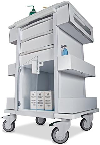 TrippNT 51463 Polyethylene/Aluminum Element 01 All Purpose Healthcare Cart, 24" W x 35" H x 19" D, White