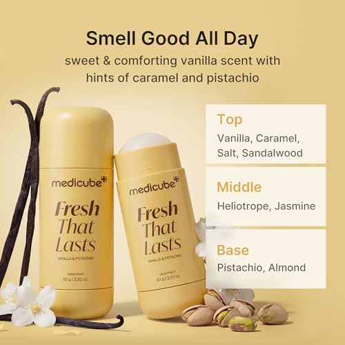 medicube Kojic Acid & Turmeric Aluminum-Free Deodorant | Vanilla & Pistachio Perfumed Stick, All-Day Odor Protection for Women & Men | Underarm Brightening Care | Korean Skincare, 2.92 oz.
