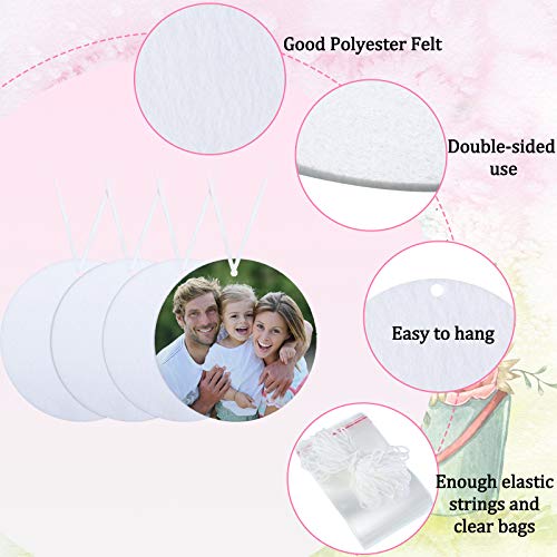 50 Pieces Sublimation Air Freshener Blanks Car Scented Hanging Round Felt Air Freshener White